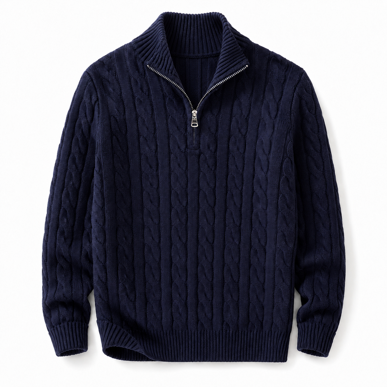 Suéter Maculino com Zipper Estilo Tricô