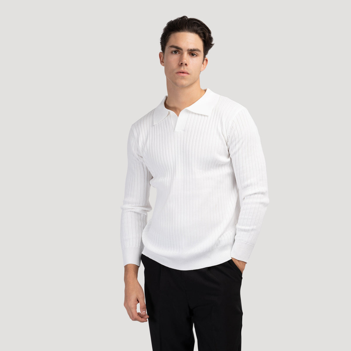 Camisa Polo Manga Longa Gola V